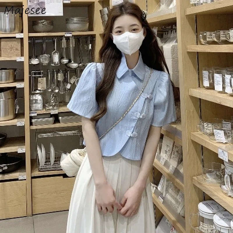 Shirts Women Irregular Cropped Button Up Tender Pure Chic Summer Chinese Style Retro Girlish Kawaii Basic Рубашки Mujer Ulzzang
Shirts Women Irregular Cropped Button Up Tender Pure Chic Summer Chinese Style Retro Girlish Kawaii Basic Рубашки Mujer Ulzzang