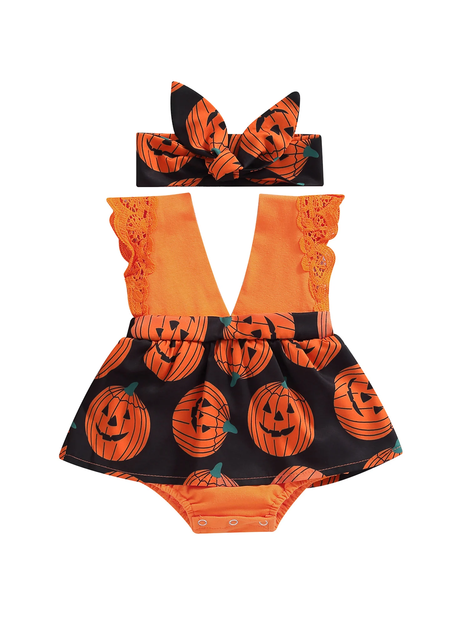 Newborn infant baby girl Halloween clothes pumpkin romper dress sleeveless V neck bodysuit headband outfit
Newborn infant baby girl Halloween clothes pumpkin romper dress sleeveless V neck bodysuit headband outfit