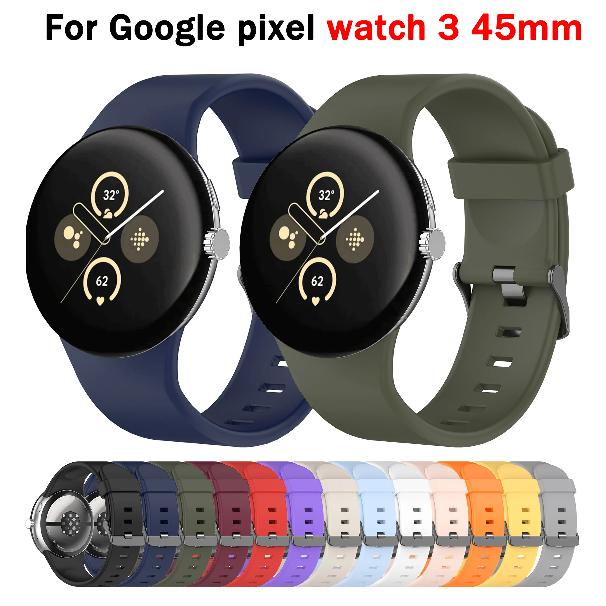 Силиконовые ремешки Sofe совместимые с Google Pixel Watch 3 45 мм силиконовый спортивный