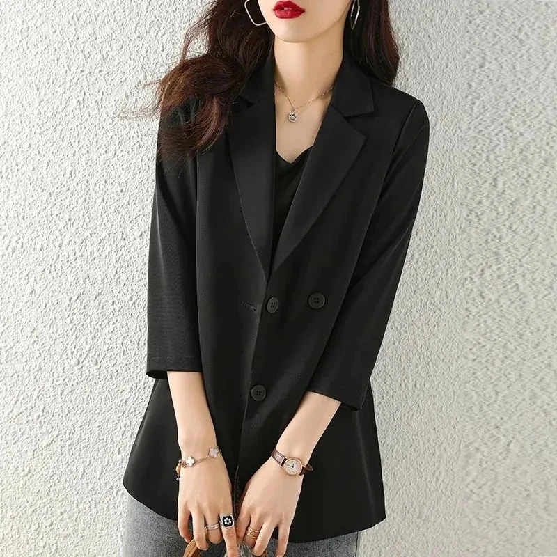 Women's Black Blazer Spring Summer Suit Jacket New Female Three Quarter Office Jackets Windbreaker Thin Casual Top 3XL
Women's Black Blazer Spring Summer Suit Jacket New Female Three Quarter Office Jackets Windbreaker Thin Casual Top 3XL