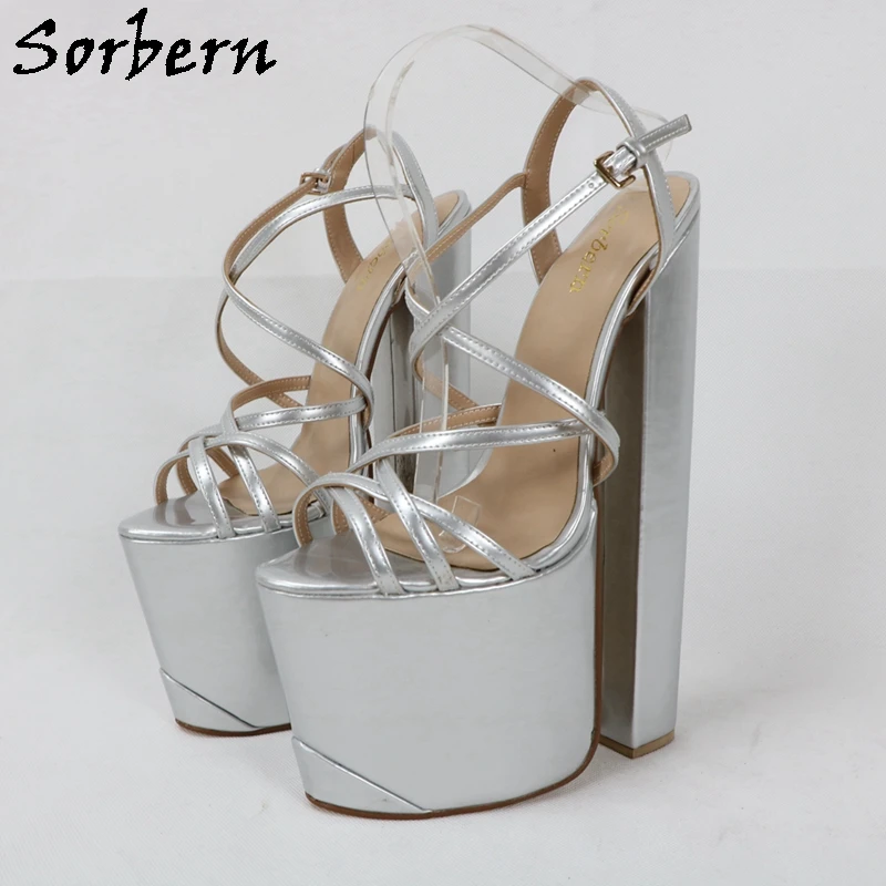 

Sorbern 25cm Block High Heel Sandals Women For Drag Queen Slingback Fetish Platform Open Toe Sandal Size EU33-48 Custom Colors