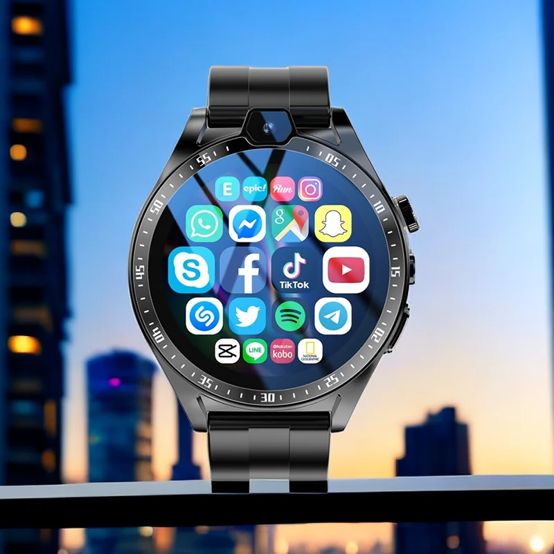 

Ajeger 4G LTE Smart Watch Men 4GB+128GB Android 9 1.43" 400*400 HD Smartwatch Phone 1000 mAh GPS SIM Card WiFi 5MP Camera Sports