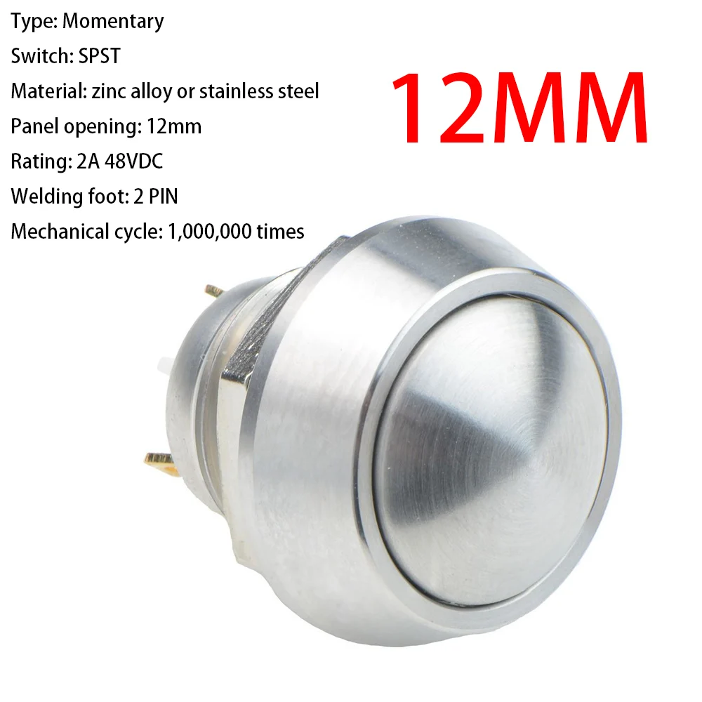 Vandal Resistant Waterproof Off-(On) 12mm Push Button Momentary Switch 2A SPST Contacts Round Self-reset Push Button Switch
Vandal Resistant Waterproof Off-(On) 12mm Push Button Momentary Switch 2A SPST Contacts Round Self-reset Push Button Switch