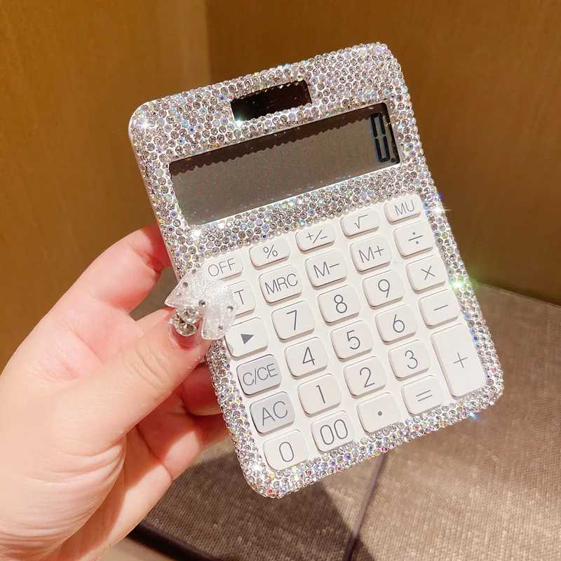

12 Digits Solar Energy Calculator Rhinestone Voice Learning Screen Display Electronic Office School Financial Accounting Tools