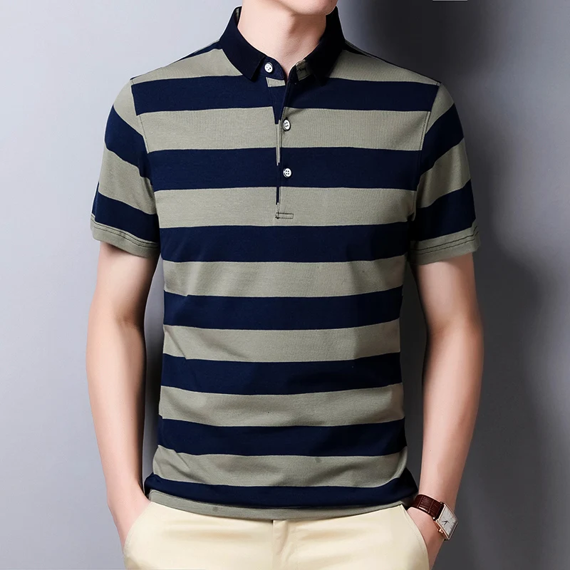 New Striped Fashion Men Clothing Summer Turn-Down Collar Casual T-shirt Cotton Slim Fit Short Sleeve Tshirt Clothes Men
New Striped Fashion Men Clothing Summer Turn-Down Collar Casual T-shirt Cotton Slim Fit Short Sleeve Tshirt Clothes Men