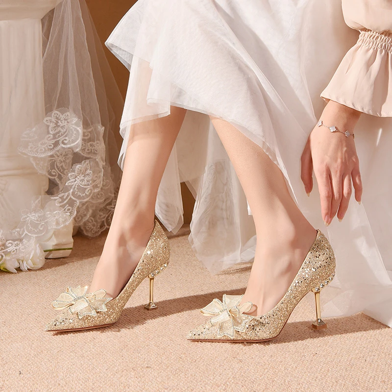 HKXN New Bridal Wedding Shoes Sequined High Heels Women's Sexy Bow Sequins Rhinestone Crystal Shoes Women Crystal Dress Shoes T
HKXN New Bridal Wedding Shoes Sequined High Heels Women's Sexy Bow Sequins Rhinestone Crystal Shoes Women Crystal Dress Shoes T