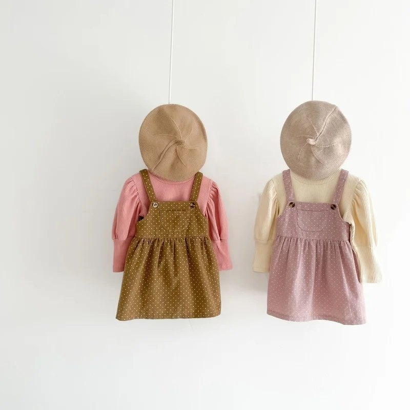 2022 Autumn Baby Girls Clothes Set Infant Knitted Puff Sleeve Blouses and Dot Overall Dress 2pcs Suit Toddler Outfits
2022 Autumn Baby Girls Clothes Set Infant Knitted Puff Sleeve Blouses and Dot Overall Dress 2pcs Suit Toddler Outfits