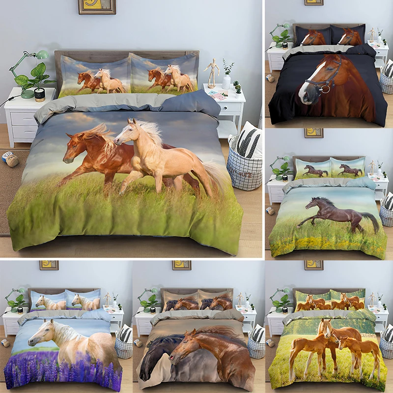 Juego de ropa de cama de caballo, edredón individual, doble, tamaño King, con funda de almohada, 2/3 Uds.
Juego de ropa de cama de caballo, edredón individual, doble, tamaño King, con funda de almohada, 2/3 Uds.