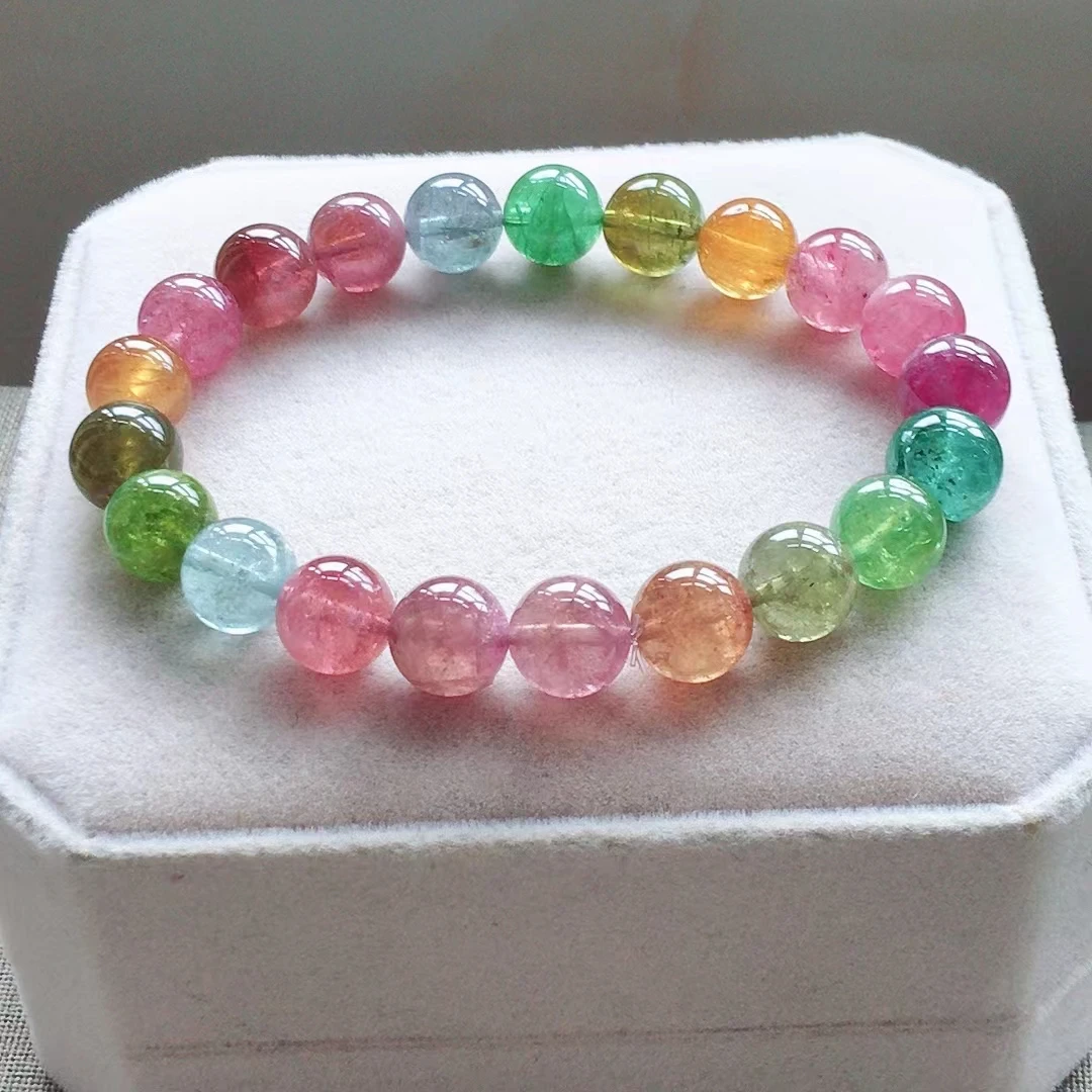 Natural Colorful Tourmaline Gemstone Bracelet Clear Round Beads 9.3mm Women Men Green Red Tourmaline Rare AAAAAA
Natural Colorful Tourmaline Gemstone Bracelet Clear Round Beads 9.3mm Women Men Green Red Tourmaline Rare AAAAAA