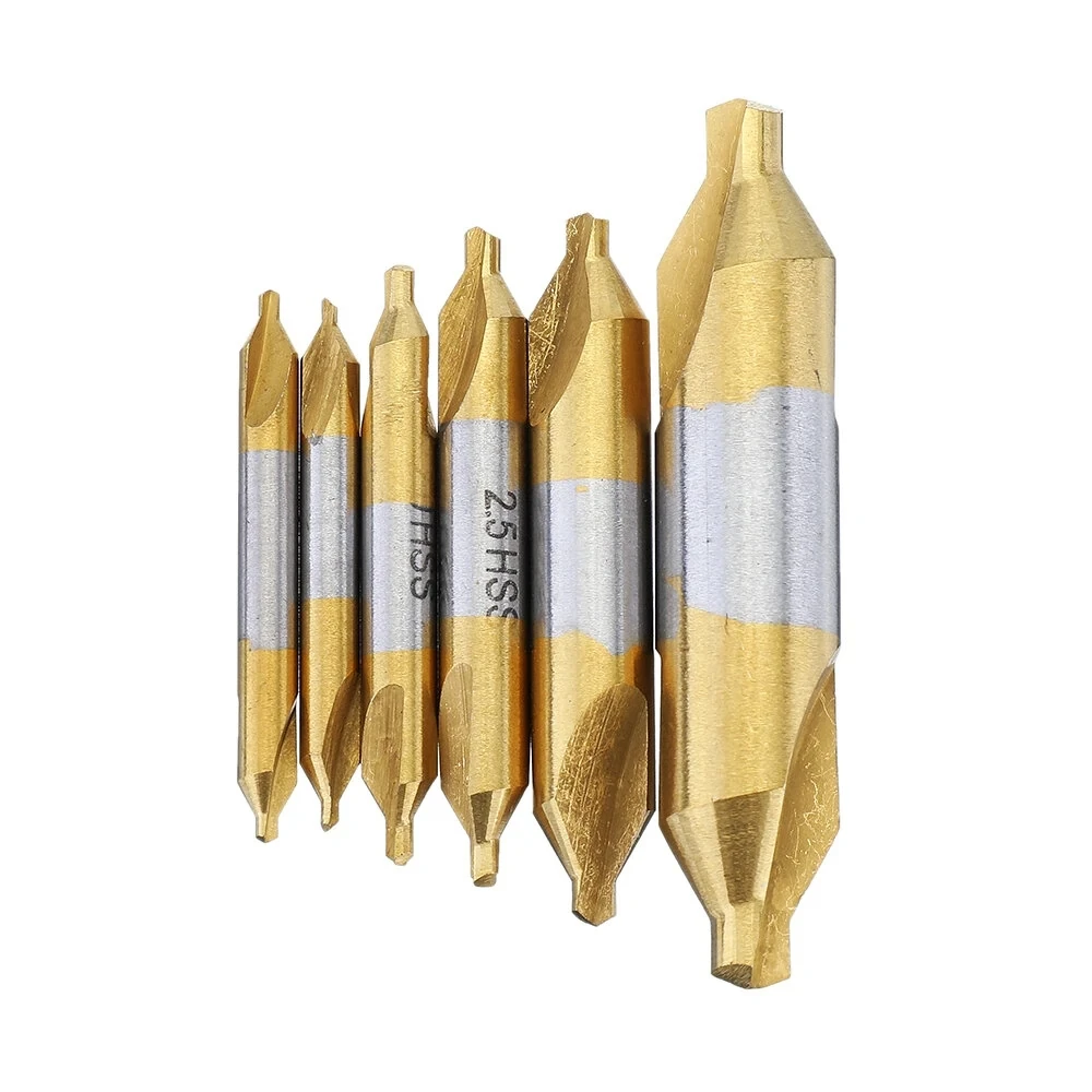 6pcs 1.0-5.0mm HSS TiN Coated Center Drill Bit Set Wood Metalworking Hole Drill Hole Cutter 60 Degrees Combined Drill Bit Set
6pcs 1.0-5.0mm HSS TiN Coated Center Drill Bit Set Wood Metalworking Hole Drill Hole Cutter 60 Degrees Combined Drill Bit Set