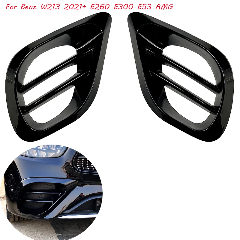 

For Mercedes Benz E Class W213 E200 E260 E300 E53 AMG 2021+ Car Front Bumper Fog Lamp Grille Cover Trim Air Vent Grill Frame