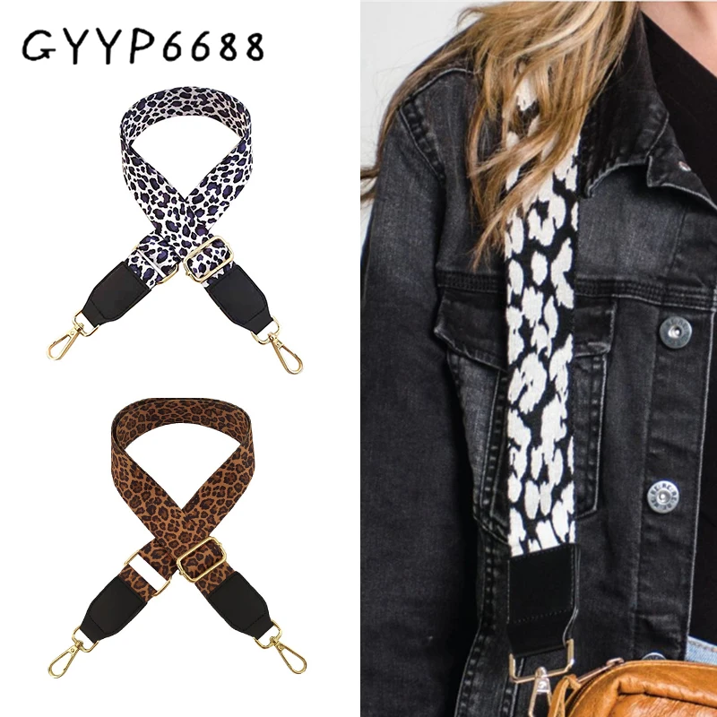 

1-2-10pcs Up to 130cm Width 38mm Leopard Print With Black Leather Shoulder Straps For Purse Cross Body Bag Replace Straps