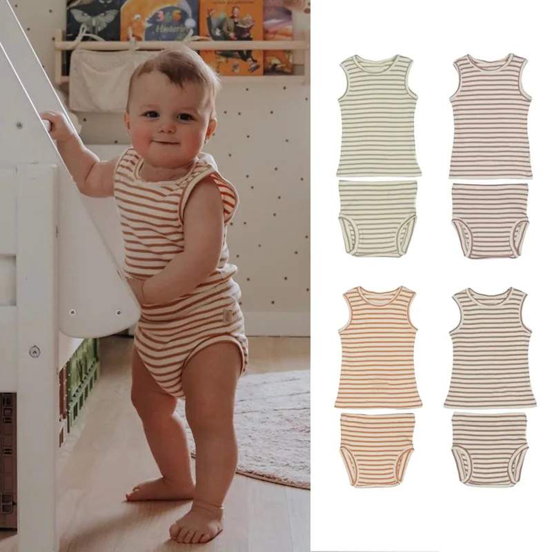 2022 Summer Baby Clothing Set Cotton Striped Baby Boy Girl Clothes Solid Two-piece Vest+Shorts Set Sleeveless Clothing 6-36M
2022 Summer Baby Clothing Set Cotton Striped Baby Boy Girl Clothes Solid Two-piece Vest+Shorts Set Sleeveless Clothing 6-36M