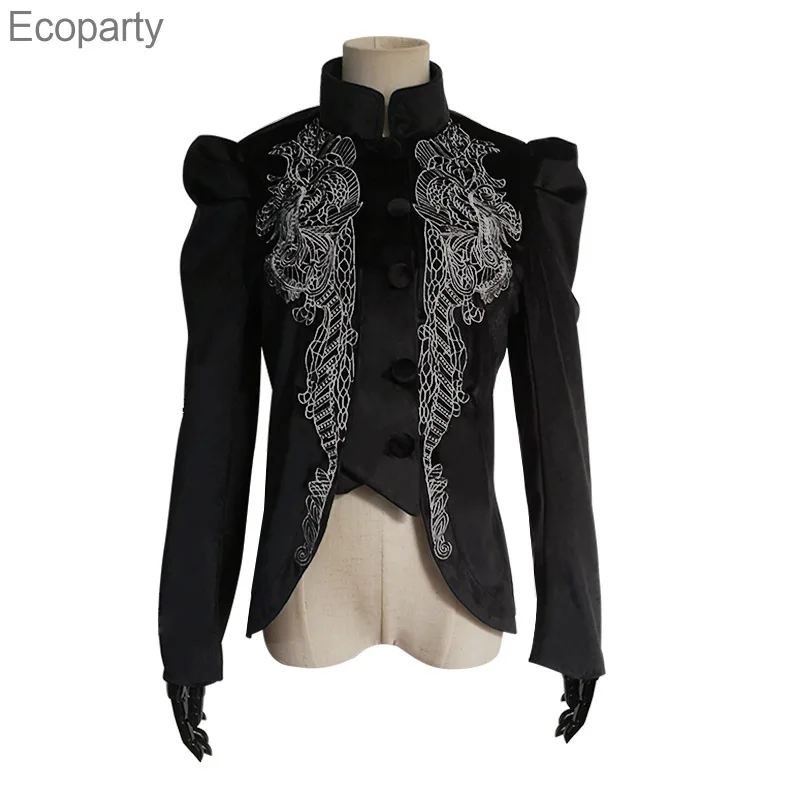 Punk Rave Women's Gothic Coat Jacket Long Black Embroidered Flowers Court Lantern Sleeves Top Slim Fit Female Halloween Costumes
Punk Rave Women's Gothic Coat Jacket Long Black Embroidered Flowers Court Lantern Sleeves Top Slim Fit Female Halloween Costumes