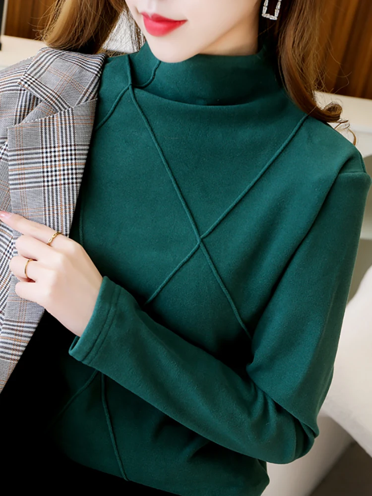 AOSSVIAO 2023 Autumn Plus Velvet Winter Cotton T-Shirt Women Loose Fashion Slim TShirt Ladies Long Sleeves Green Thick Tops
AOSSVIAO 2023 Autumn Plus Velvet Winter Cotton T-Shirt Women Loose Fashion Slim TShirt Ladies Long Sleeves Green Thick Tops