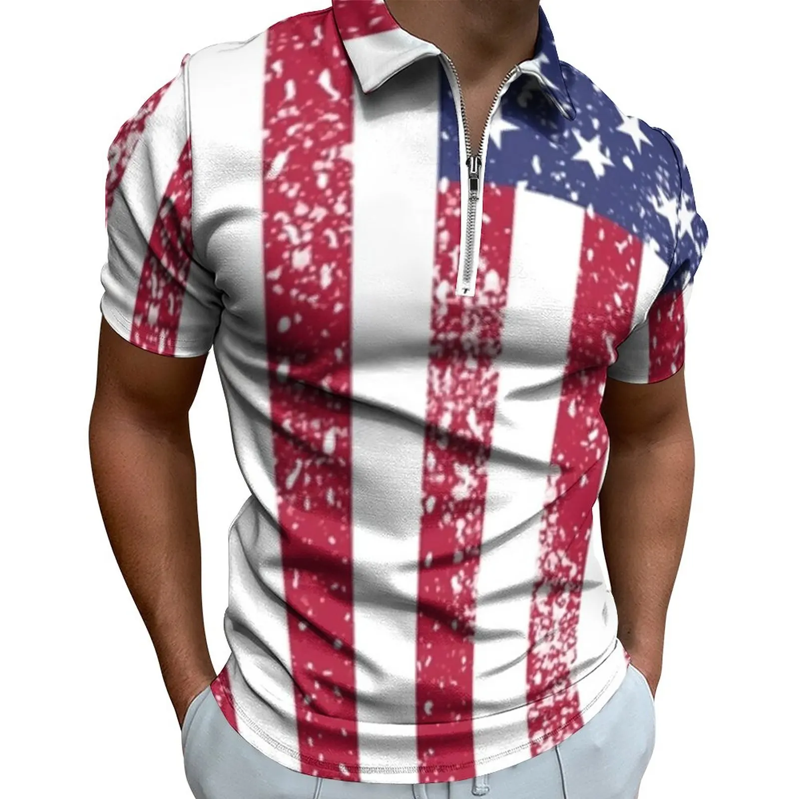 

Футболка-поло мужская с графическим принтом, Повседневная рубашка с американским флагом, блестящая уличная одежда с принтом звезд, топ с графическим принтом, 4XL, 5XL, 6XL