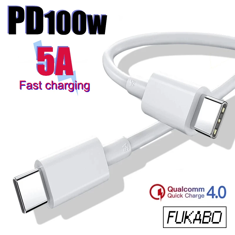 

PD 100W Type C Fast Charge Phone Cable For Samsung Xiaomi POCO Realme USB C to USB 5A Type C Phone Data Line Charge Accessories
