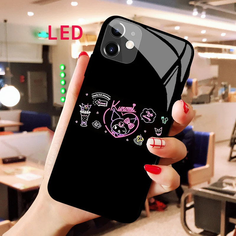 Luminous Tempered Glass phone case For Apple iphone 12 11 Pro Max XS mini Kuromi Acoustic Control Protect RGB Backlight cover
Luminous Tempered Glass phone case For Apple iphone 12 11 Pro Max XS mini Kuromi Acoustic Control Protect RGB Backlight cover