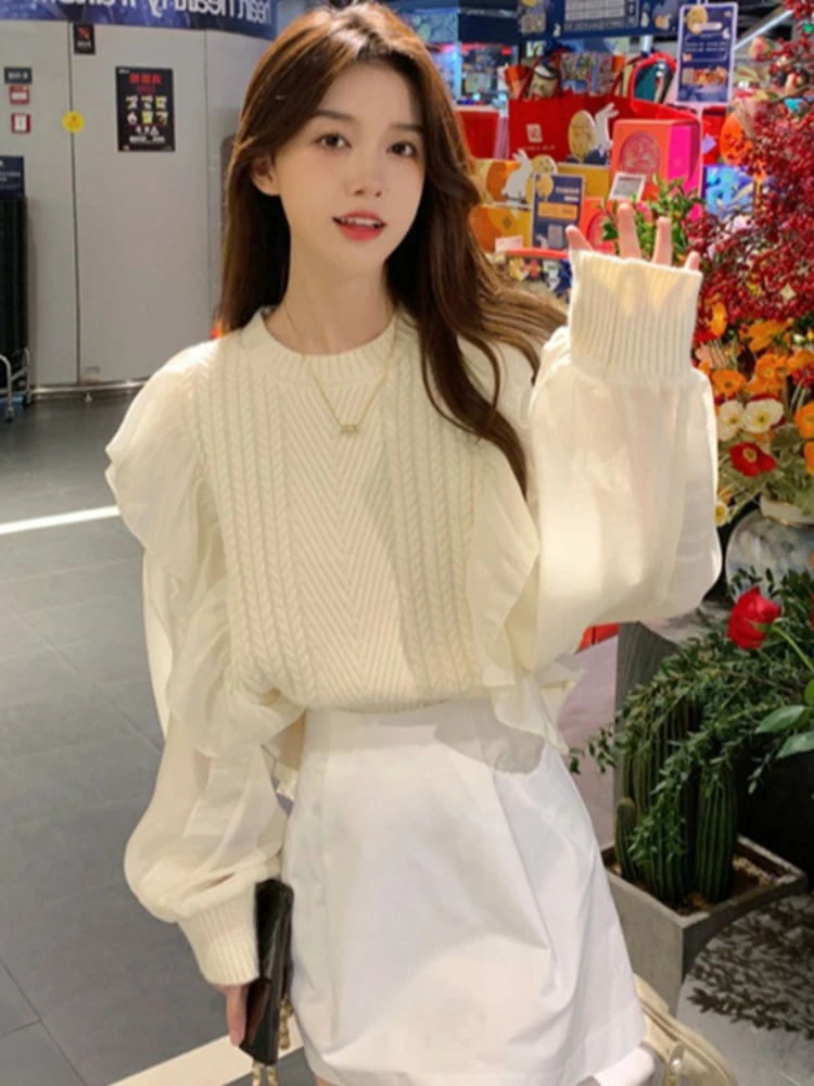 Solid Color Long Sleeve O Neck Ruffle Edge Bodycon Blouses Autumn Elegant Exotic Fashion Fairy Party Korean Style Tanks 2022
Solid Color Long Sleeve O Neck Ruffle Edge Bodycon Blouses Autumn Elegant Exotic Fashion Fairy Party Korean Style Tanks 2022