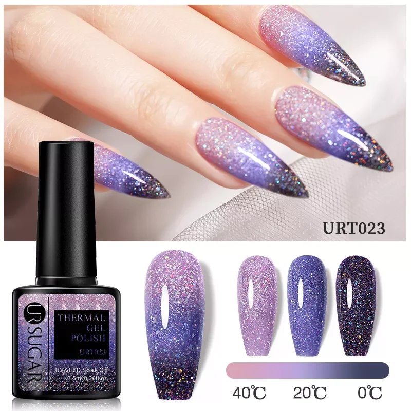 UR SUGAR 7.5ml Thermal Gel Polish 3 Colors Temperature Color Changing Glitter UV Gel Varnish Soak Off UV LED Gel Lacquers 
UR SUGAR 7.5ml Thermal Gel Polish 3 Colors Temperature Color Changing Glitter UV Gel Varnish Soak Off UV LED Gel Lacquers