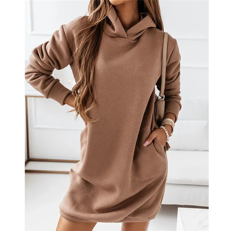 Hooded Pocket Women's Dress Winter Long Sleeve Female Dress Woman Straight Mini Solid Casual Sweashirt Dresses for Women 2021
Hooded Pocket Women's Dress Winter Long Sleeve Female Dress Woman Straight Mini Solid Casual Sweashirt Dresses for Women 2021