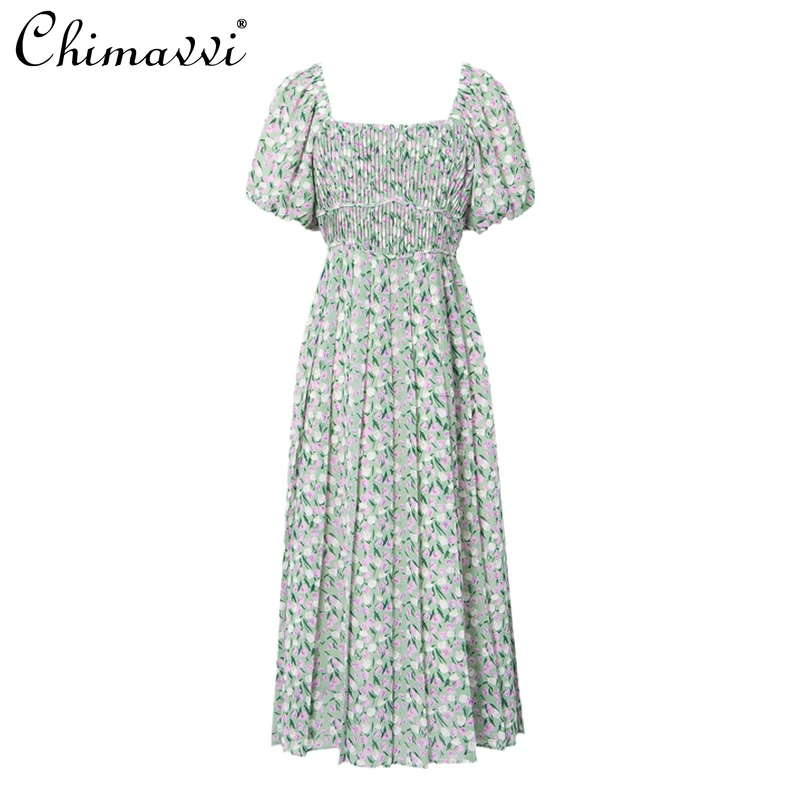 Fashion Square Collar Puff Sleeve Dress Women Summer 2022 New High-Grade High Waist Slimming Sweet Elegance Midi Floral Dress
Fashion Square Collar Puff Sleeve Dress Women Summer 2022 New High-Grade High Waist Slimming Sweet Elegance Midi Floral Dress