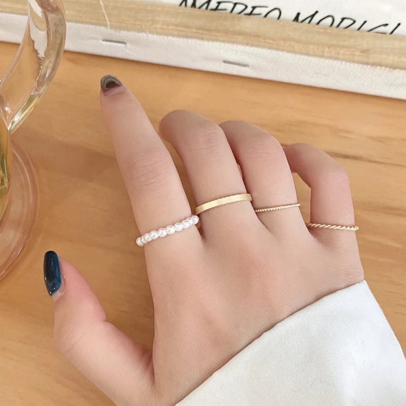 4Pcs Hot Selling Trend Finger Smooth Ring Fashion Pearl Jewelry Opening Rings Set for Women Girls Party Jewelry Wedding Gifts
4Pcs Hot Selling Trend Finger Smooth Ring Fashion Pearl Jewelry Opening Rings Set for Women Girls Party Jewelry Wedding Gifts