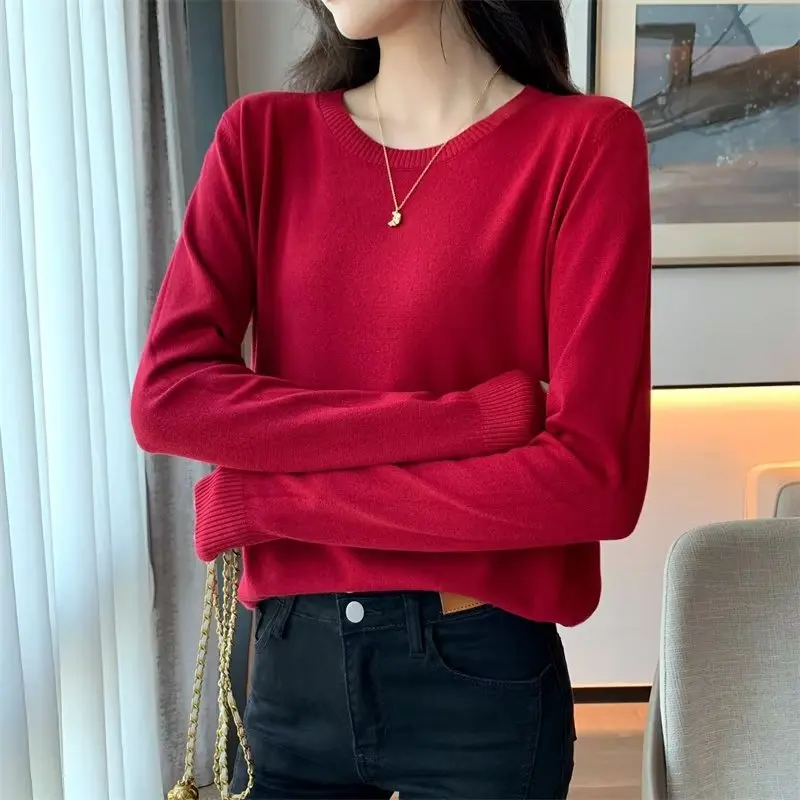 Thin Loose Round Neck T-shirt Women's Long-sleeved Early Autumn New Korean Version Is Thin All-match Solid Color Top Women
Thin Loose Round Neck T-shirt Women's Long-sleeved Early Autumn New Korean Version Is Thin All-match Solid Color Top Women