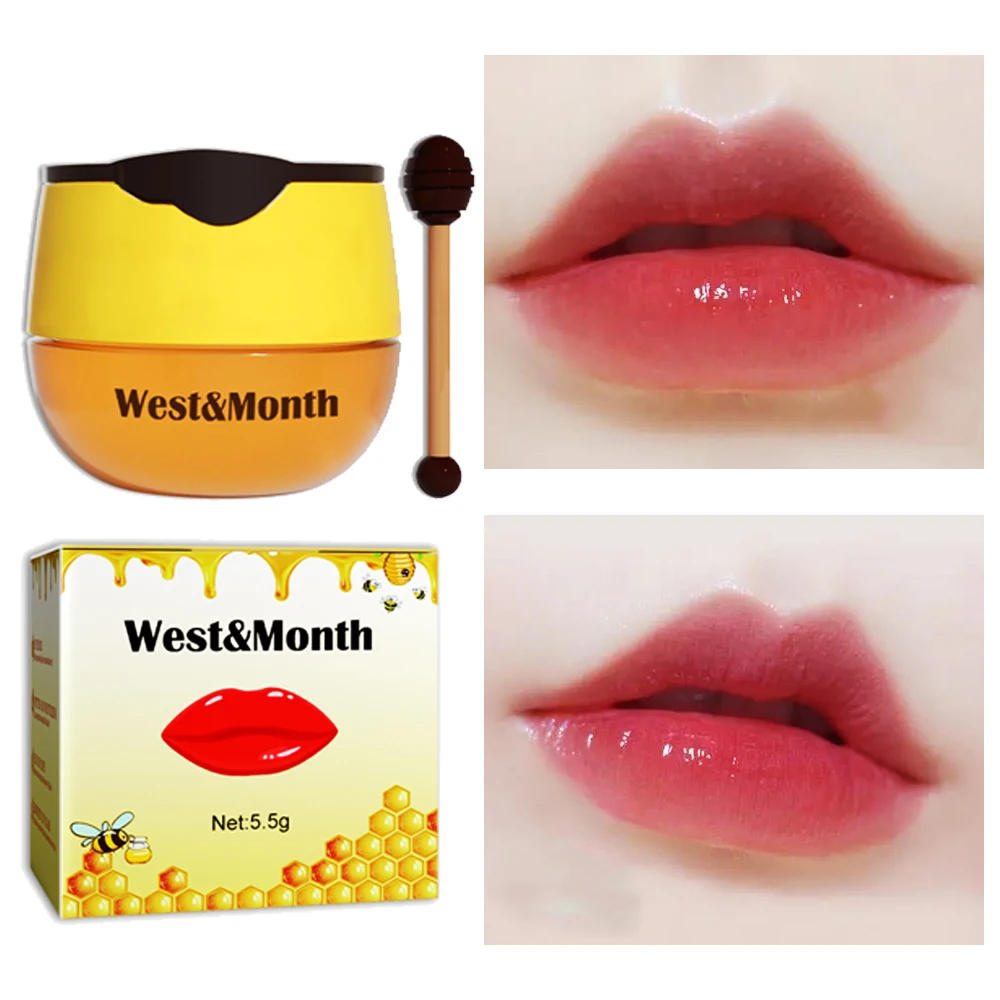 

Honey Lip Balm Moisturizing Non-Sticky Anti-Drying Lip Care Cream Dilutes Lip Lines Moisturizing Nourishing Lip Balm 45g
