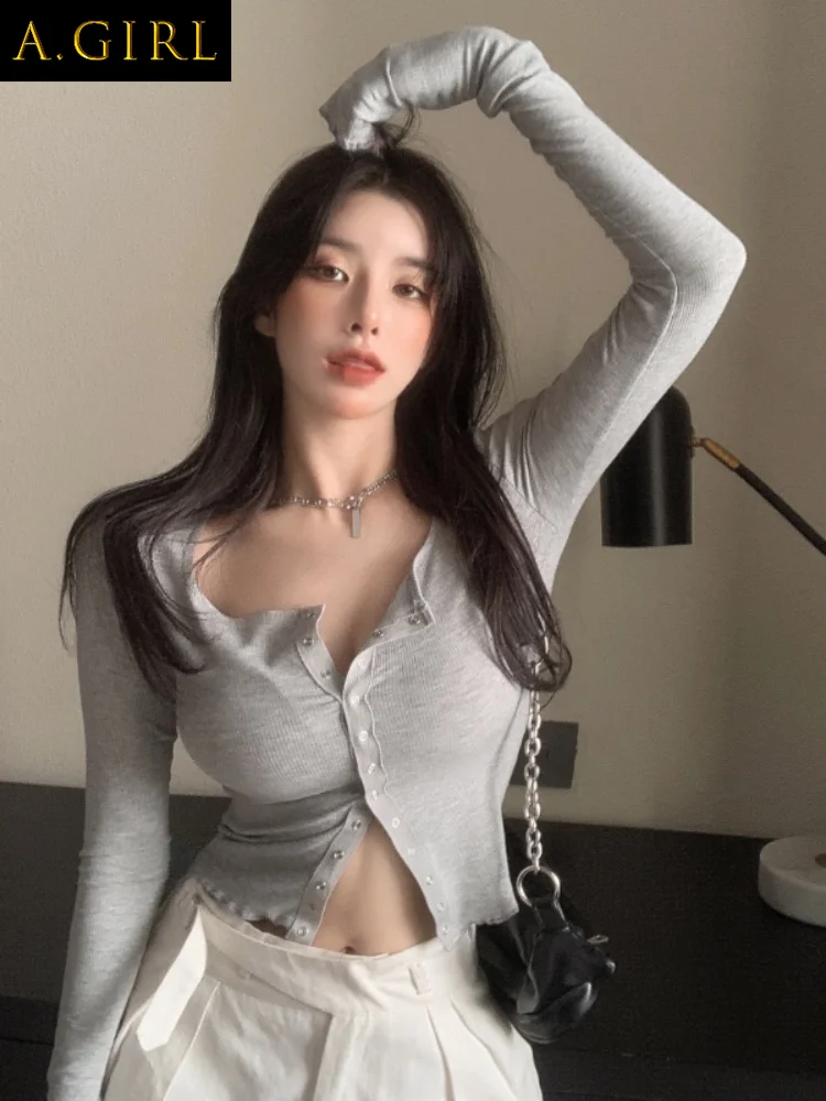 M GIRLS Autumn V Neck Thin Y2k Knitted Cardigan Short Skinny Bottoming Shirt Slim All Match Aesthetic Long-sleeved Top
M GIRLS Autumn V Neck Thin Y2k Knitted Cardigan Short Skinny Bottoming Shirt Slim All Match Aesthetic Long-sleeved Top