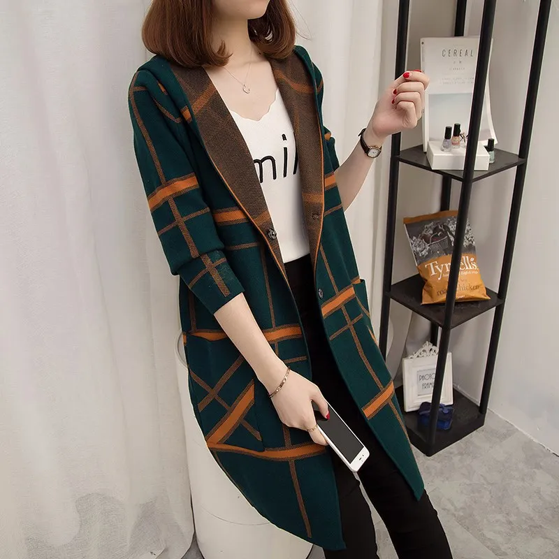 Autumn and Winter 2023 New Korean Version Plaid Hooded Shawl Loose Outerwear Knit Sweater Women's Cardigan Jacket Sweater Woman
Autumn and Winter 2023 New Korean Version Plaid Hooded Shawl Loose Outerwear Knit Sweater Women's Cardigan Jacket Sweater Woman