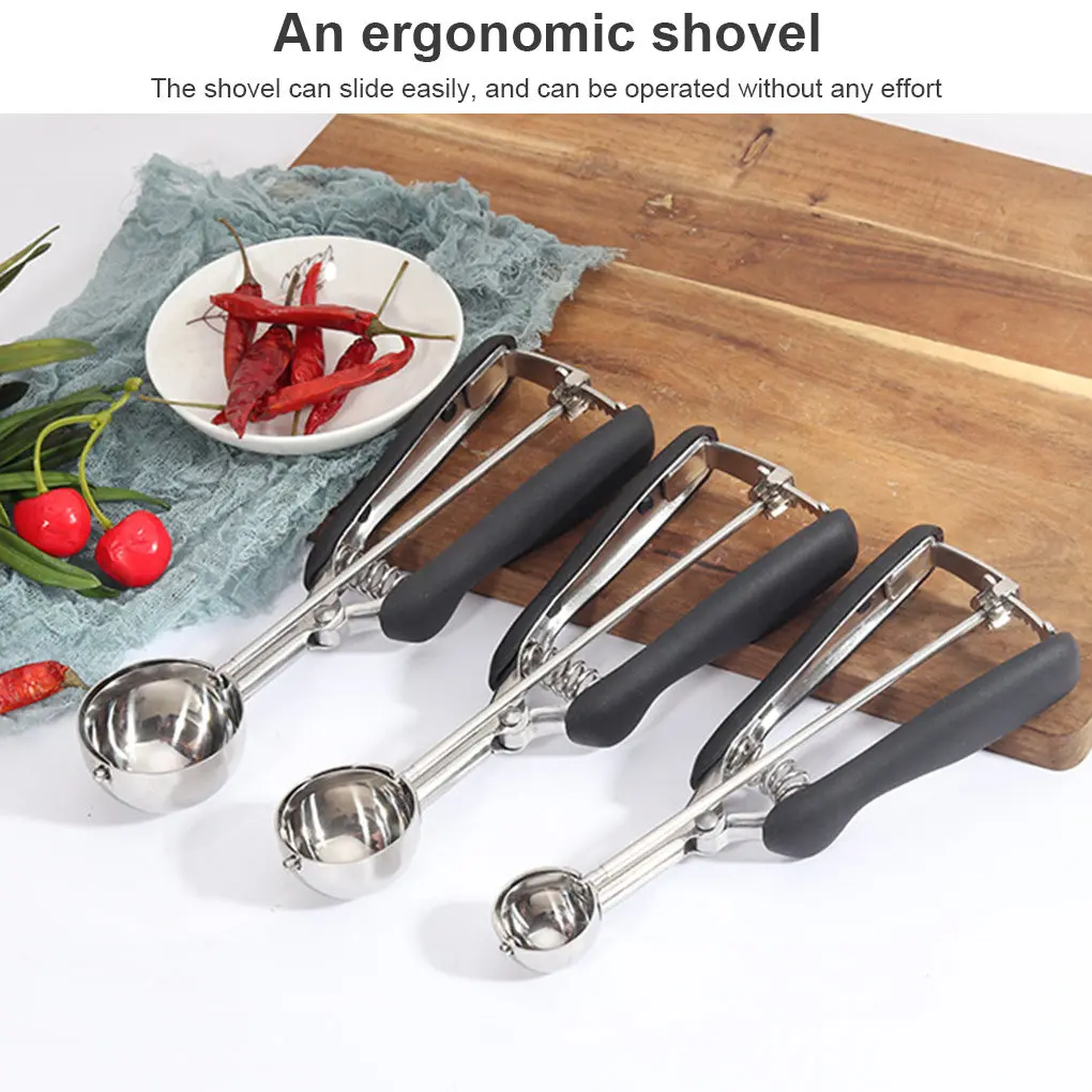 

Ice Cream Scoop Stainless Steel Cookie Dough Spoon Fruit Potato Digging Ball Scooper Wine Red 3Pcs