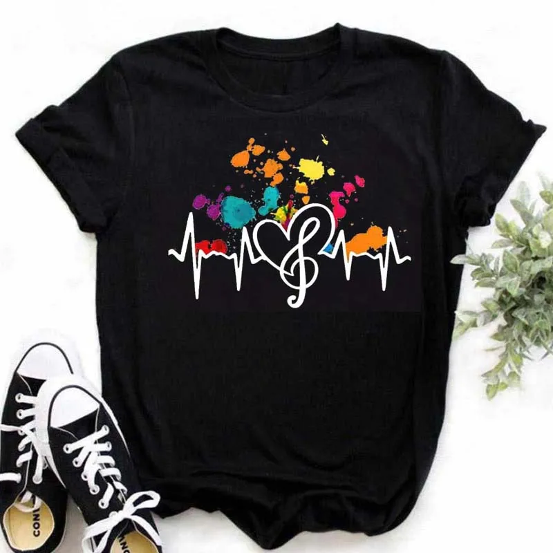 New Harajuku Funny Music Note Art T Shirt Fashion Women T Shirt Music Tops Short Sleeves Black T-shirt Ladies Casual Tees Top
New Harajuku Funny Music Note Art T Shirt Fashion Women T Shirt Music Tops Short Sleeves Black T-shirt Ladies Casual Tees Top
