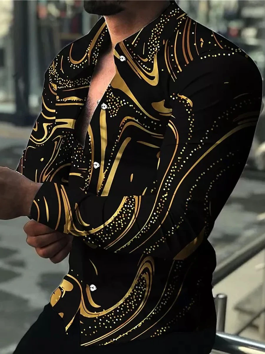 2022 Men's Long Sleeve Shirts Button Lapel Men's Tops Fall New Fashion 3D Gold Print Noble Prom Party Shirts S-6XL
2022 Men's Long Sleeve Shirts Button Lapel Men's Tops Fall New Fashion 3D Gold Print Noble Prom Party Shirts S-6XL
