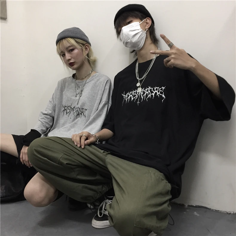Japanese Harajuku Satan T Shirt for Men Women Ulzzang Korean Style Tshirt Streetwear Baphomet Demon Tee Tops Satanist Clothes | Женская