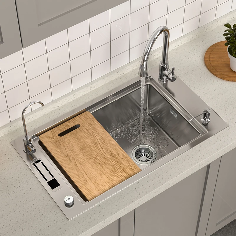 Taiwan-controlled sink package 304 thickened stainless steel single-slot kitchen with knife rack washbasin washbasin nano 
Taiwan-controlled sink package 304 thickened stainless steel single-slot kitchen with knife rack washbasin washbasin nano