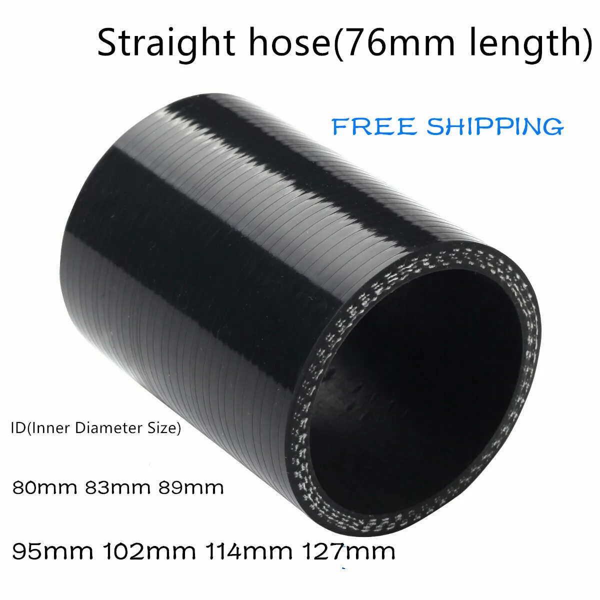 

3-ply OR 4-PLY 76mm Length Straight General Silicone Coolant Intercooler Pipe Tube Hose ID 80mm 83mm 89mm 95mm 102mm 114mm 127mm