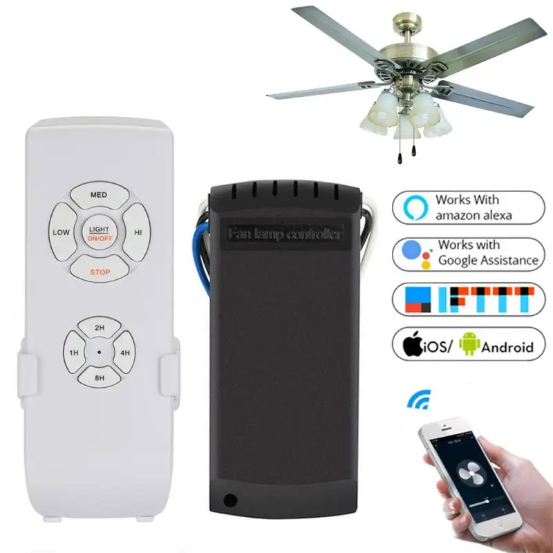 WIFI Universal Ceiling Fan Lamp Remote Control Kit Smart Home AC 110-220V Tuya/Smart Life APP Work With Alexa Google Home
WIFI Universal Ceiling Fan Lamp Remote Control Kit Smart Home AC 110-220V Tuya/Smart Life APP Work With Alexa Google Home