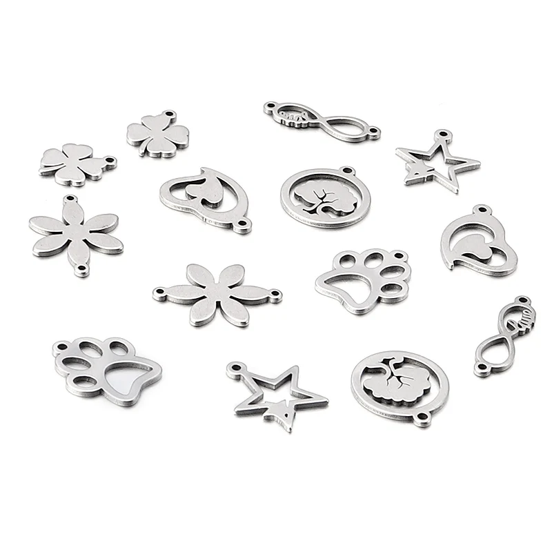 10Pcs/Lot Stainless Steel Pendant Four-Leaf Clover Tree Heart Flower Pentagram Number Eight Shape DIY Jewelry Making Component
10Pcs/Lot Stainless Steel Pendant Four-Leaf Clover Tree Heart Flower Pentagram Number Eight Shape DIY Jewelry Making Component