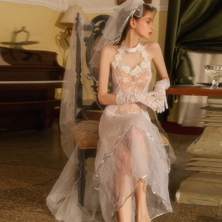 4-piece set of sexy lingerie role-playing perspective mesh wedding bride fancy wedding dress uniform perspective exotic pajamas
4-piece set of sexy lingerie role-playing perspective mesh wedding bride fancy wedding dress uniform perspective exotic pajamas