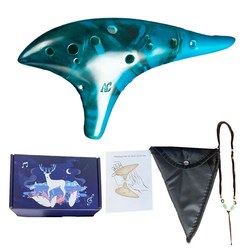 

Керамический инструмент Ocarina, простой в освоении с книгой песен и сумкой для переноски-идеальный подарок с 12 отверстиями для музыкальных представлений