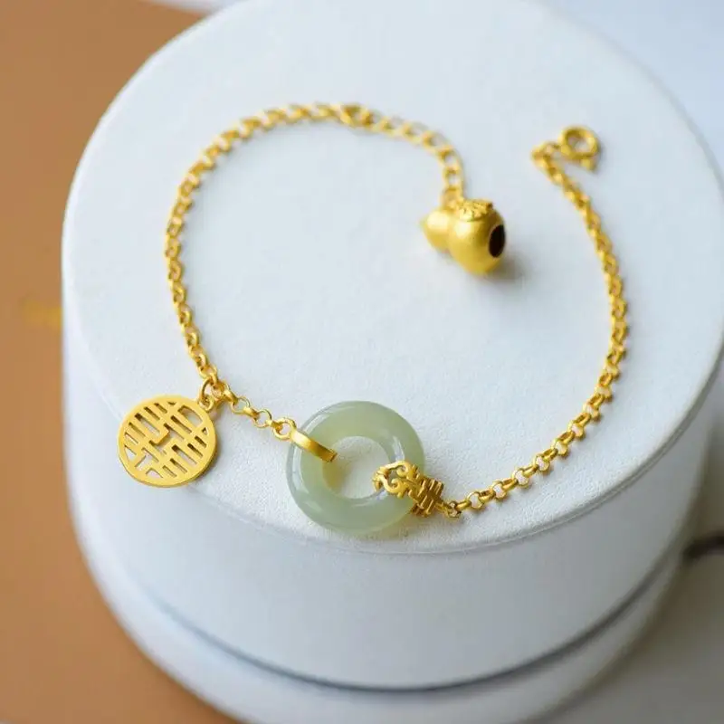 Ancient Style Silver Bracelet Natural Hetian Jade Gray Jade Fu Lu Safeness Ring Bracelet S925 Sterling Silver Ancient Style Silv
Ancient Style Silver Bracelet Natural Hetian Jade Gray Jade Fu Lu Safeness Ring Bracelet S925 Sterling Silver Ancient Style Silv