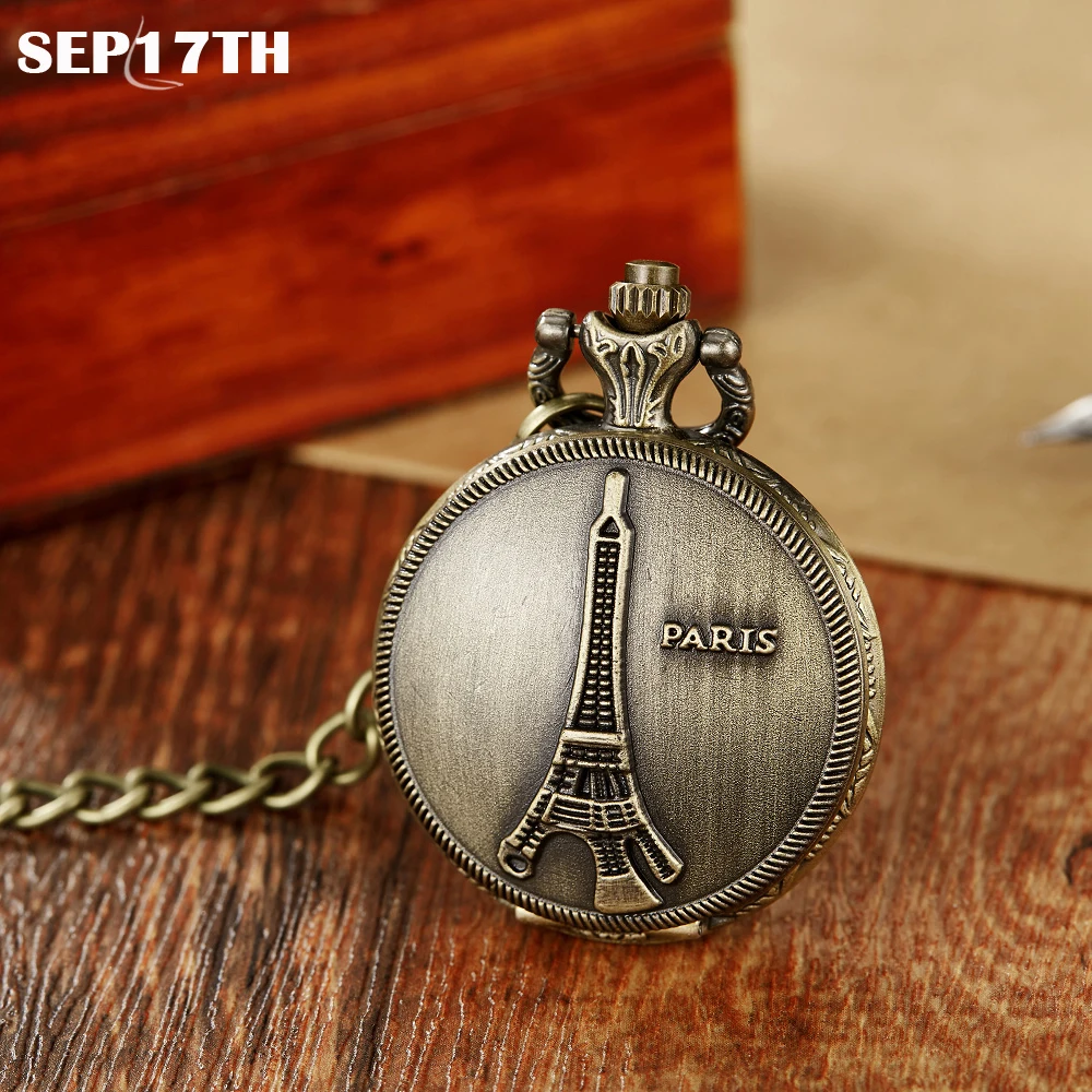 Eiffel Tower Vintage Man Pocket Watch fob with chain steampunk Pendant Watches for Men Pendant retro clock Necklace cep saatleri
Eiffel Tower Vintage Man Pocket Watch fob with chain steampunk Pendant Watches for Men Pendant retro clock Necklace cep saatleri