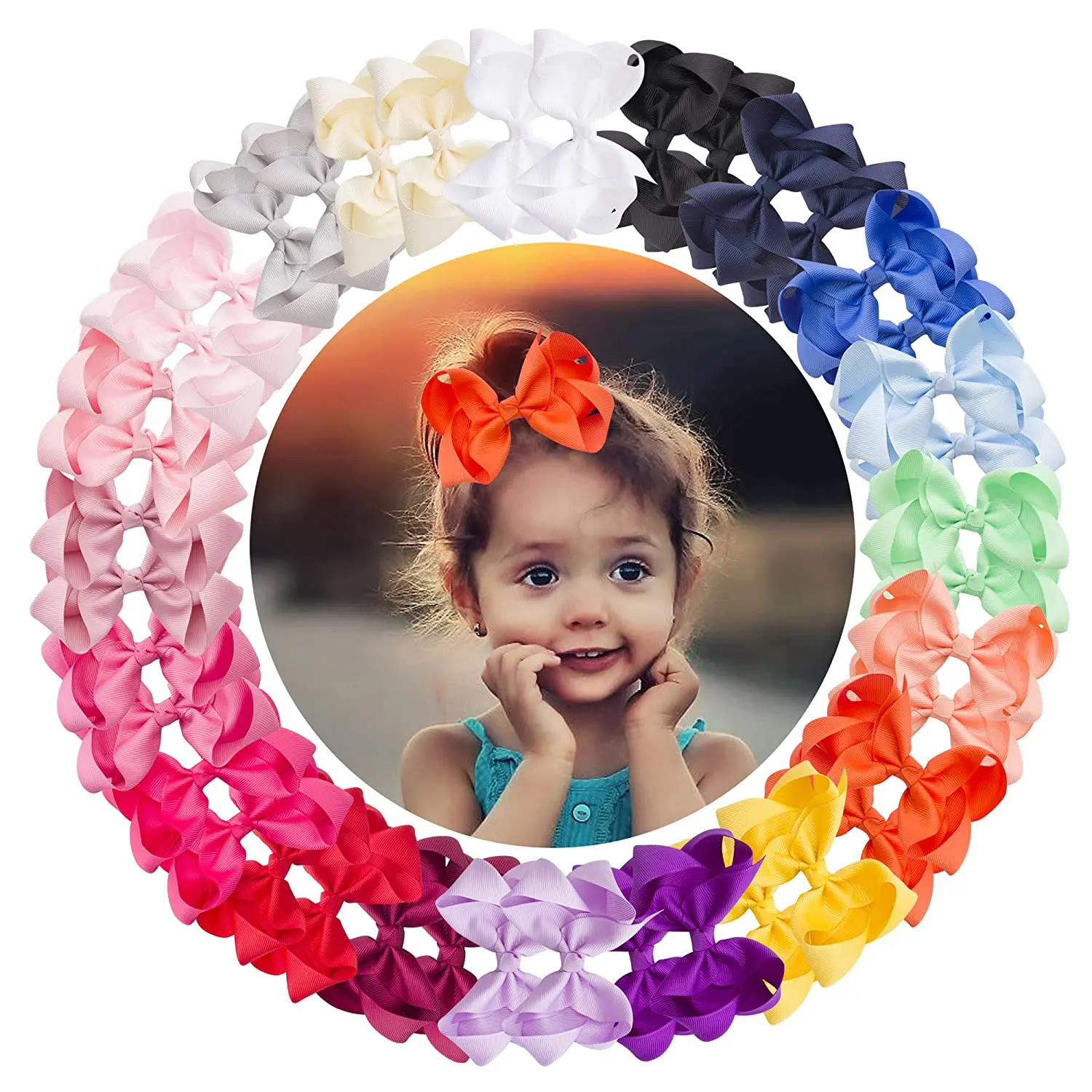 

40Pcs/lot New Colorful Grosgrain Ribbon Hair Bows Clips For Baby Girls Handmade Hairpin Barrettes Headwear Kids Hair Accessories