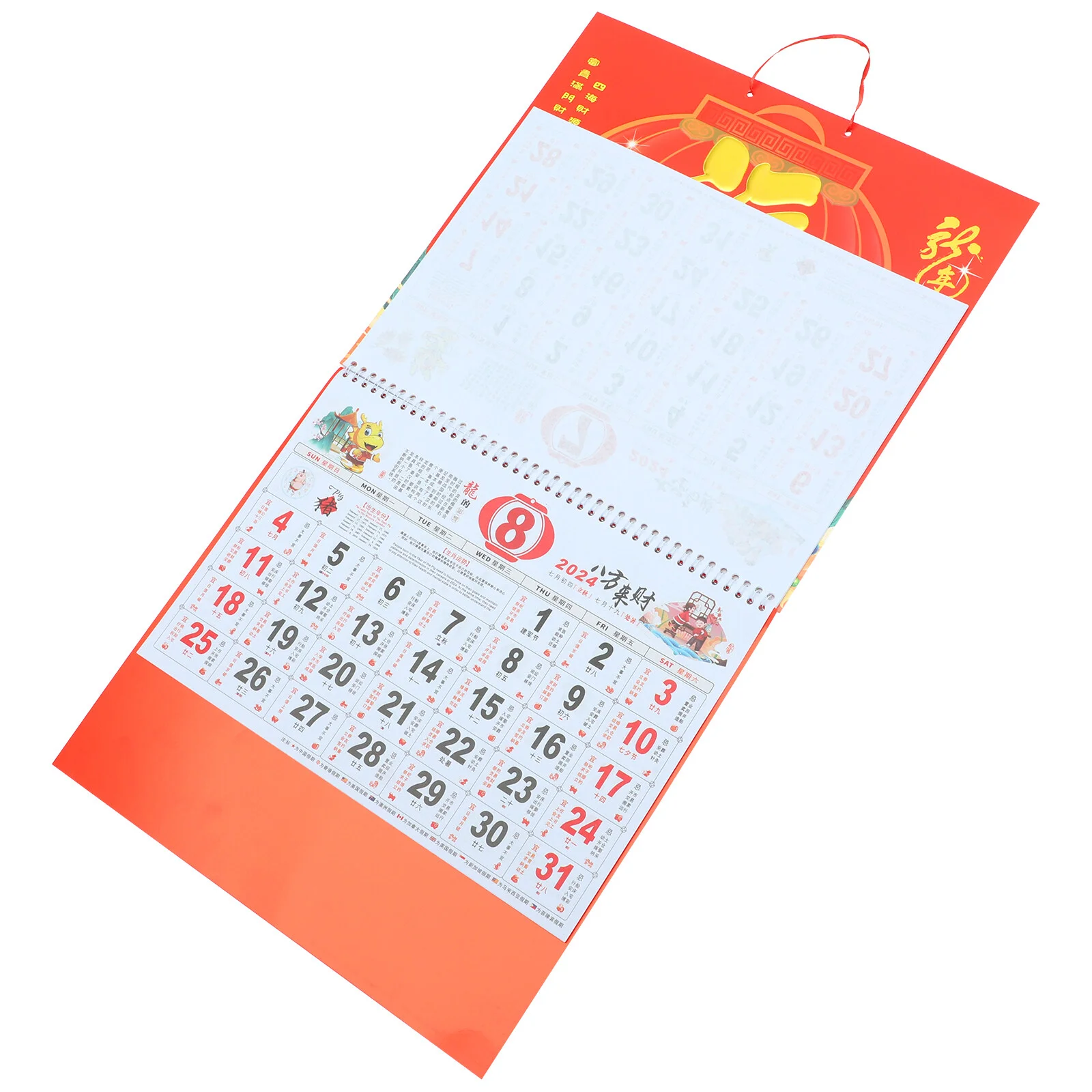 

Настенный календарь 2024, китайский декор, подвесное украшение для дома, год Дракона, нежная Лунная бумага, Новинка