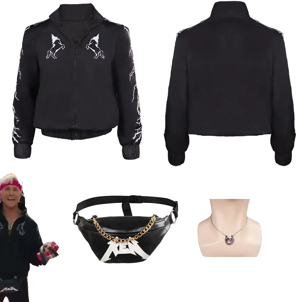 Ken Cosplay Workout Black Coat Jacket Bag Necklace Movie Barbier Costume Adult Men Fantasia Halloween Carnival Party Clothes
Ken Cosplay Workout Black Coat Jacket Bag Necklace Movie Barbier Costume Adult Men Fantasia Halloween Carnival Party Clothes