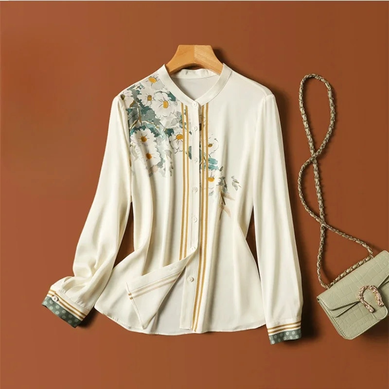 Silk Women's Shirt Fashion Satin Blouses Ladies Clothing Spring/Summer Loose Long Sleeves Printed Vintage Tops YCMYUNYAN
Silk Women's Shirt Fashion Satin Blouses Ladies Clothing Spring/Summer Loose Long Sleeves Printed Vintage Tops YCMYUNYAN