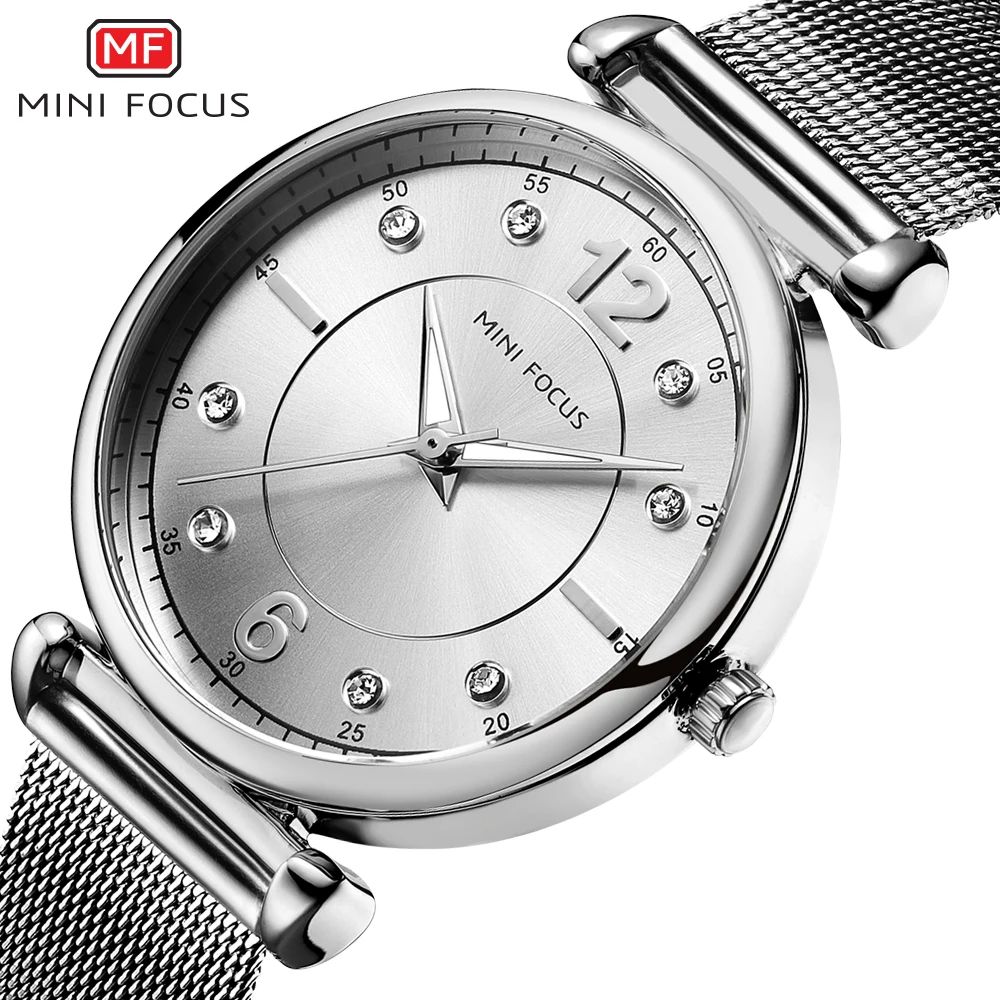 

MINI FOCUS Wrist Watches For Women Luxury Quartz Ladies Clock Crystal Dial Gold Mesh Strap Chic Gift For Girls zegarek damski