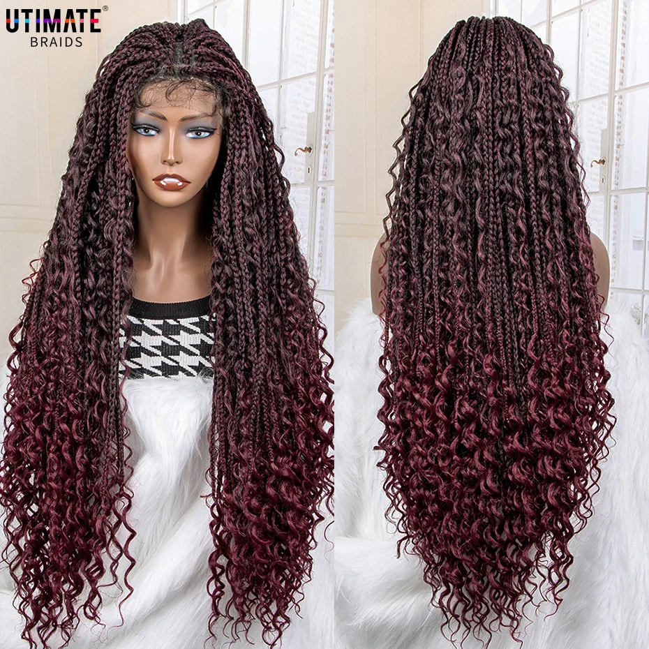 Burgundy Color 32 Inches Synthetic Lace Frontal Braided Wigs 9x6 Lace Frontal Knotless Curly Box Braiding Wigs for Black Women
Burgundy Color 32 Inches Synthetic Lace Frontal Braided Wigs 9x6 Lace Frontal Knotless Curly Box Braiding Wigs for Black Women