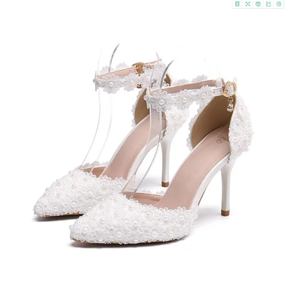 White Flower Wedding Shoes Lace Pearl High Heels Sweet Bridal Dress Shoes Nail Beads Pointed Stilettos 9CM Female High Heels
White Flower Wedding Shoes Lace Pearl High Heels Sweet Bridal Dress Shoes Nail Beads Pointed Stilettos 9CM Female High Heels